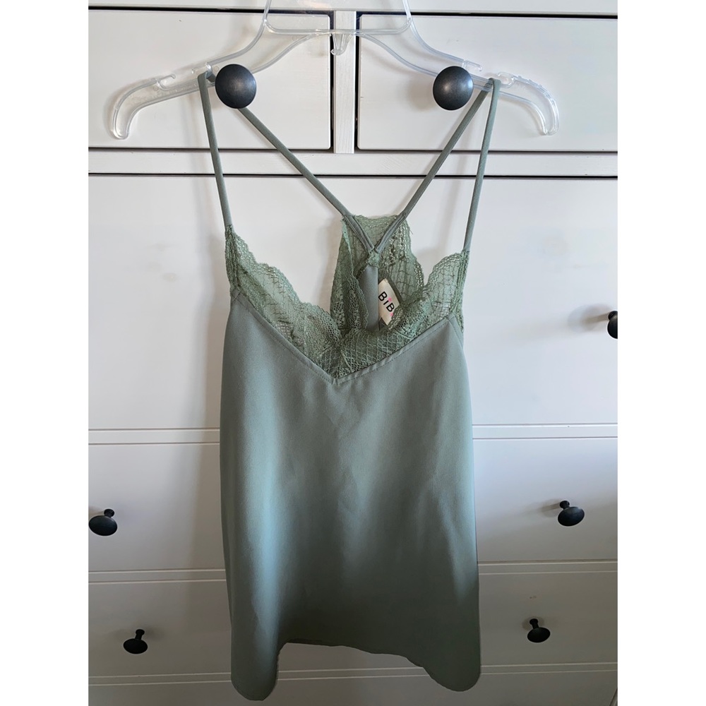 Bibi size L lace trim racerback tank